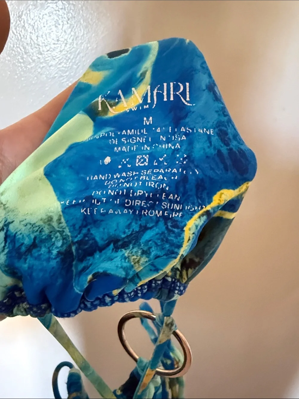 Kamari skye skimpy strappy Blue Tropical String Bikini Bottom with Wrap Straps - Picture 6 of 7